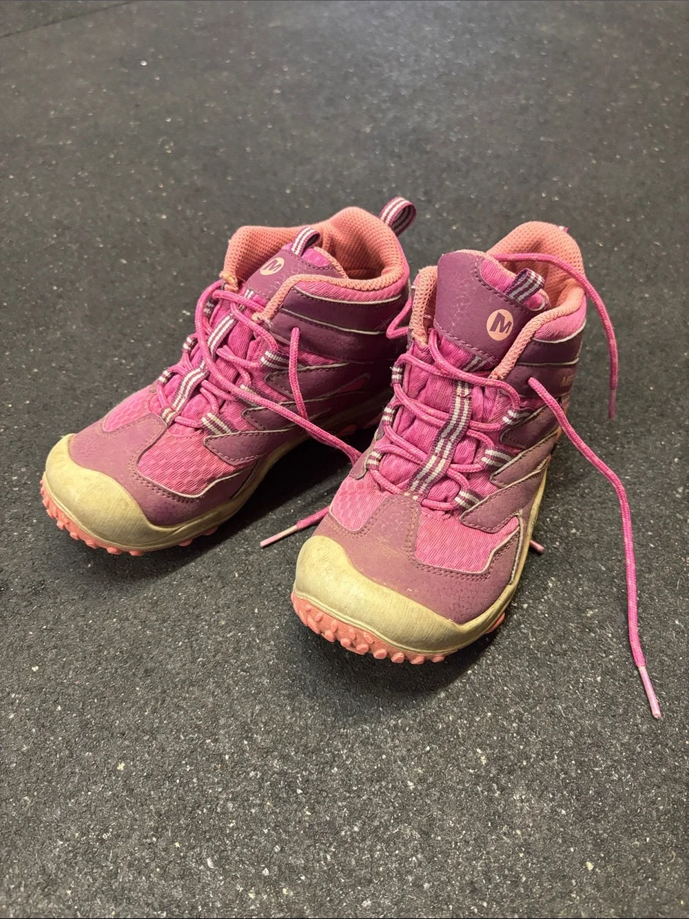Merrell Pink and Tan Kids Trail Boots